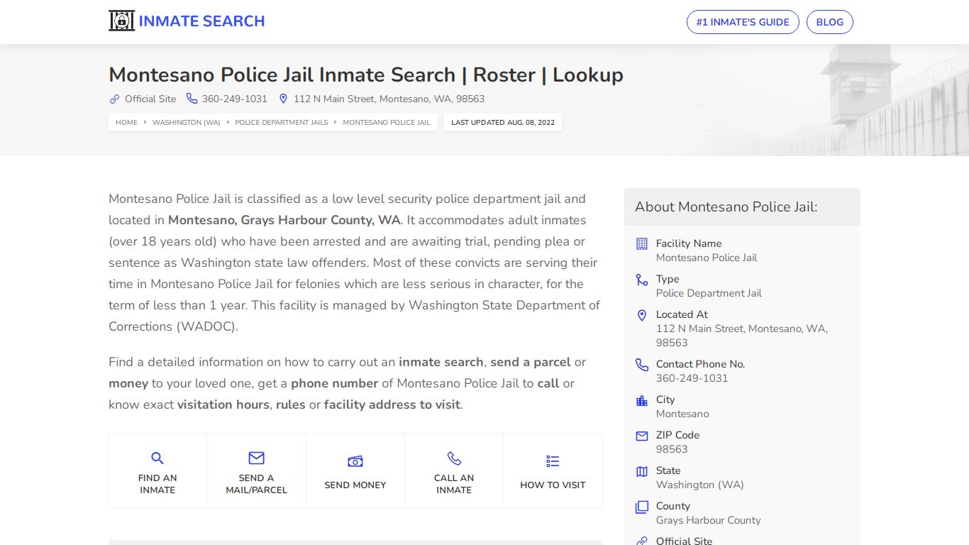 Montesano Police Jail Inmate Search | Roster | Lookup