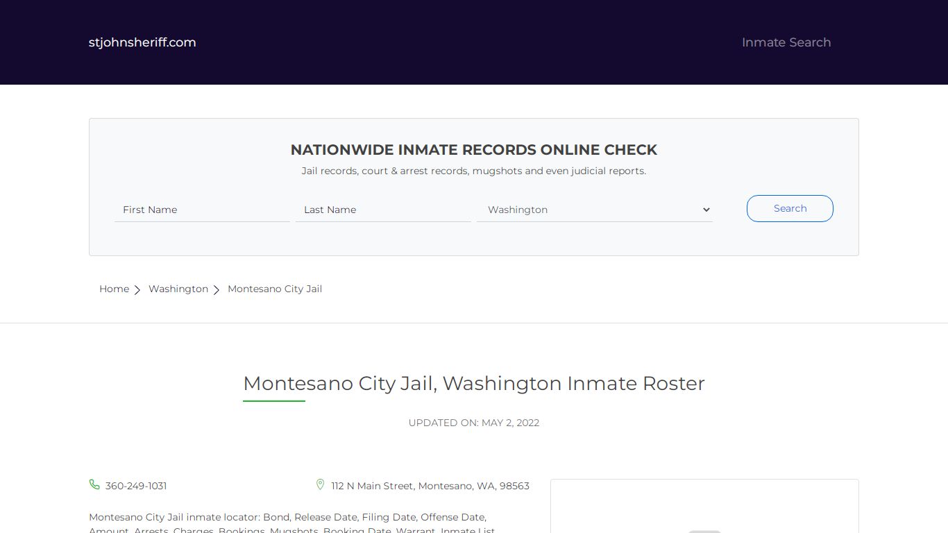 Montesano City Jail, Washington Inmate Roster